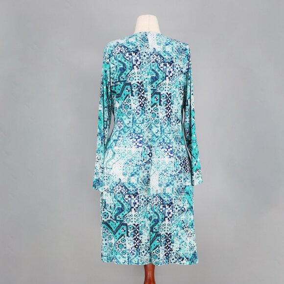 NWT CALVIN KLEIN Faux Wrap Stretch Sheath Dress Printed Blue Multi Size 20W - Picture 5 of 10